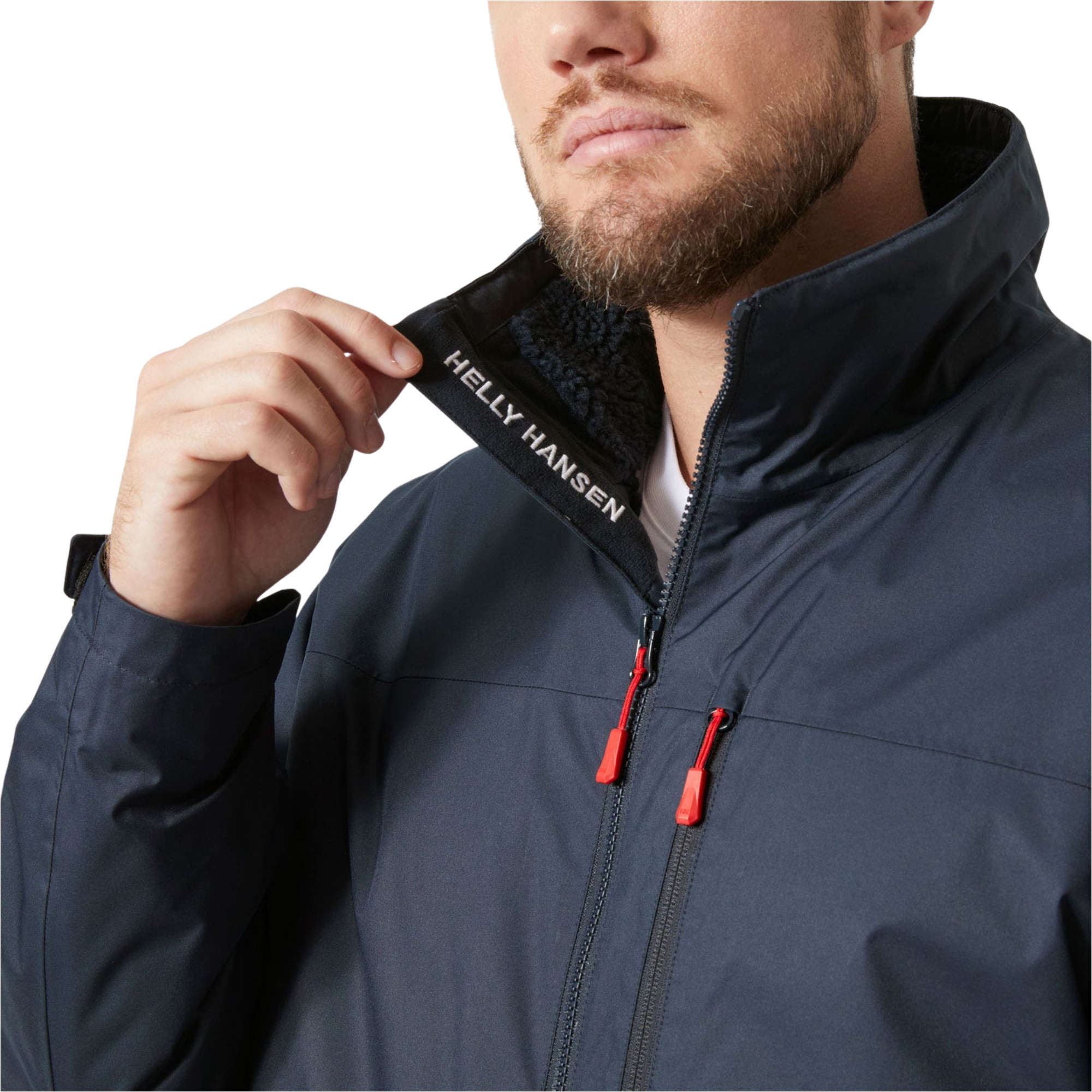 2026 Helly Hansen Mens Crew Hooded Pile Jacket 34526 - Navy